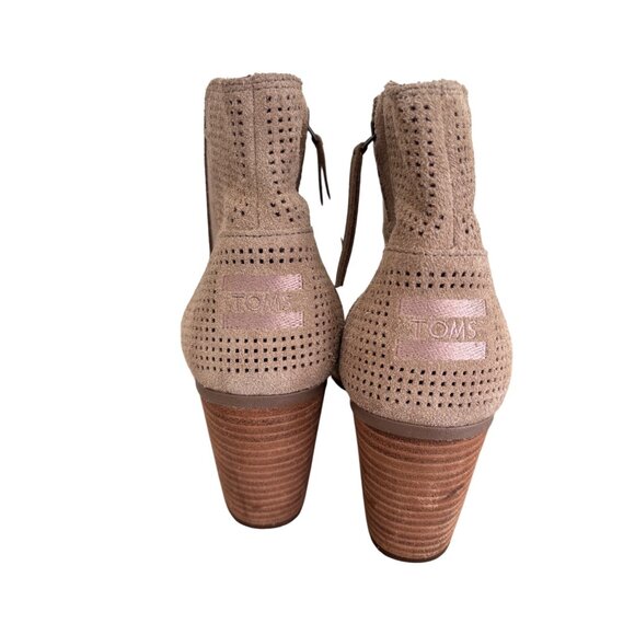 Toms Womens Majorca Peep Toe Perforated Suede Heeled Booties - Picture 8 of 12